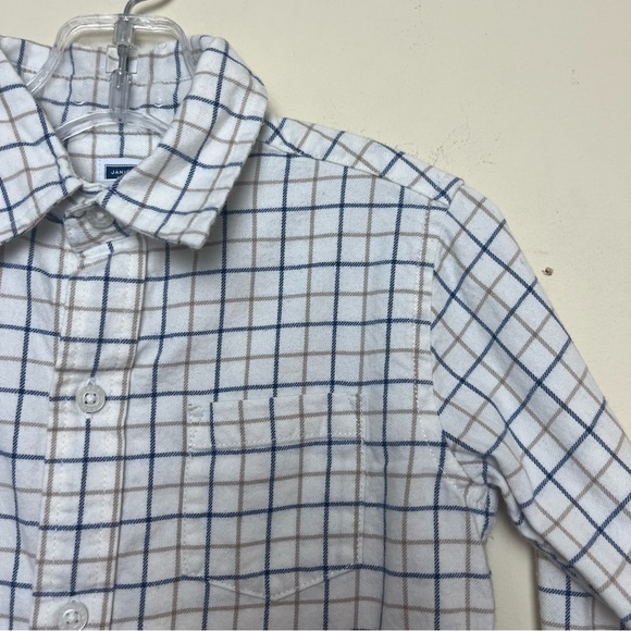 Janie & Jack white Blue Beige Checked Button Down  Up Shirt 3T - Picture 2 of 9
